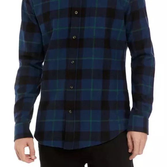 Saddlebred - Men's Long Sleeve Flannel Plaid Button Up Shirt XL, Beam Blue - Picture 5 of 6